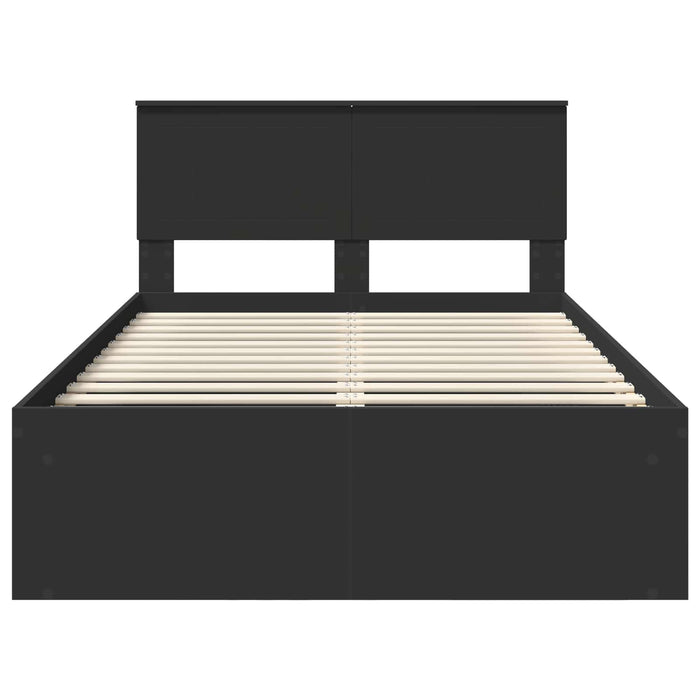 Cadru de pat cu headboard Negru 120 x 190 cm Lemn de pin masiv - WALTI WALTI