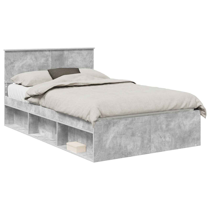 Cadru de pat cu headboard Beton 120 x 190 cm Lemn de pin masiv - WALTI WALTI