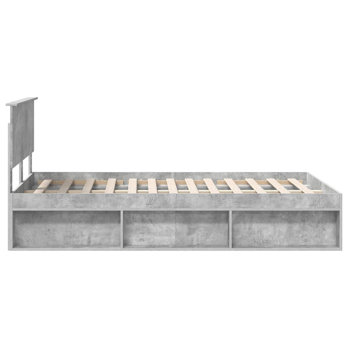 Cadru de pat cu headboard Beton 120 x 190 cm Lemn de pin masiv - WALTI WALTI