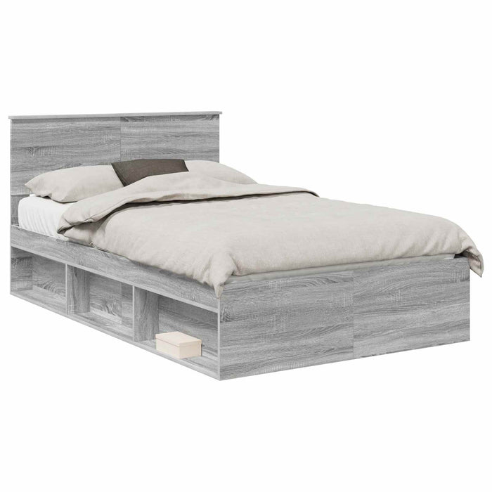 Cadru de pat Gri Sonoma 120 x 190 cm Lemn de pin masiv - WALTI WALTI