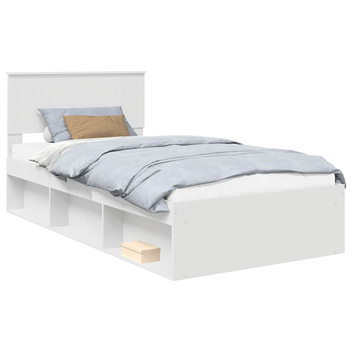 Cadru de pat cu headboard Alb 100 x 200 cm Lemn de pin masiv - WALTI WALTI