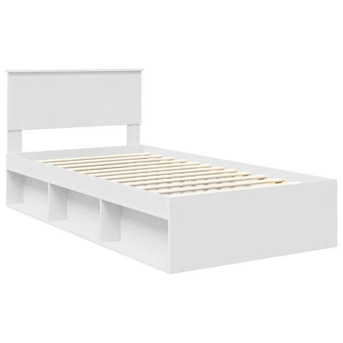 Cadru de pat cu headboard Alb 100 x 200 cm Lemn de pin masiv - WALTI WALTI