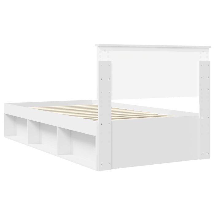 Cadru de pat cu headboard Alb 100 x 200 cm Lemn de pin masiv - WALTI WALTI