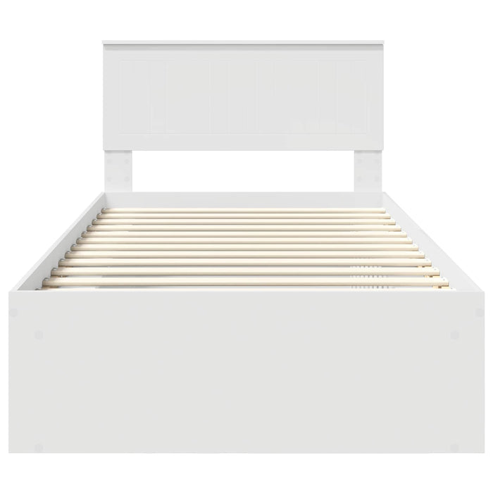 Cadru de pat cu headboard Alb 100 x 200 cm Lemn de pin masiv - WALTI WALTI