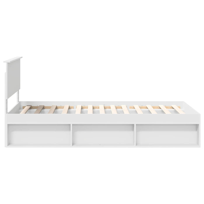 Cadru de pat cu headboard Alb 100 x 200 cm Lemn de pin masiv - WALTI WALTI
