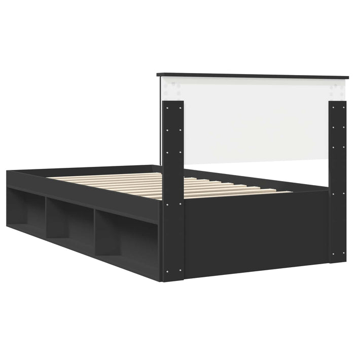 Cadru de pat cu headboard Negru 100 x 200 cm Lemn de pin masiv - WALTI WALTI