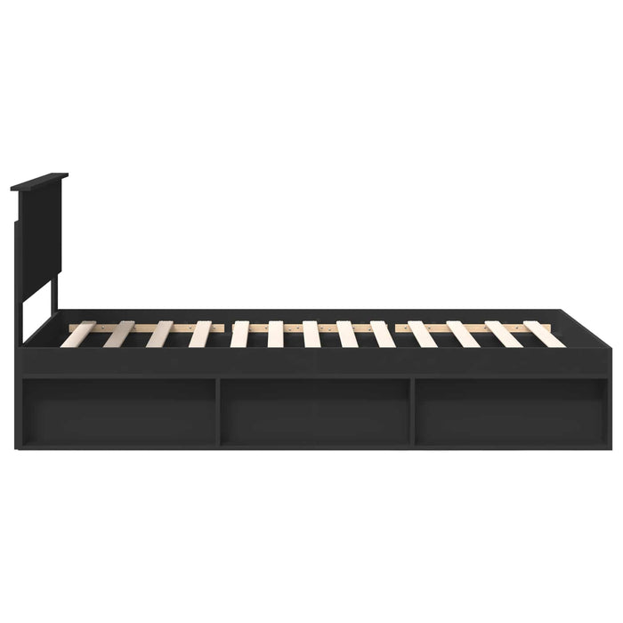 Cadru de pat cu headboard Negru 100 x 200 cm Lemn de pin masiv - WALTI WALTI