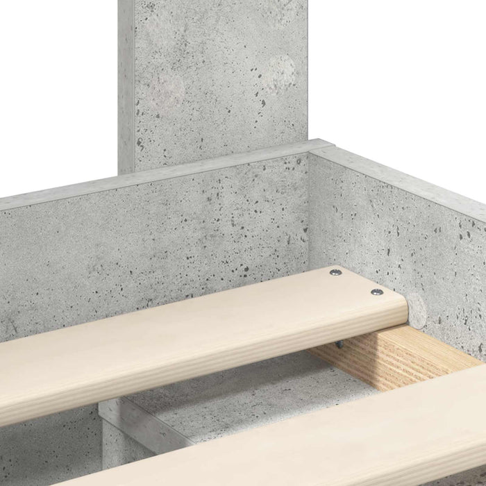 Cadru de pat Gri Concret 100 x 200 cm Lemn de pin masiv - WALTI WALTI