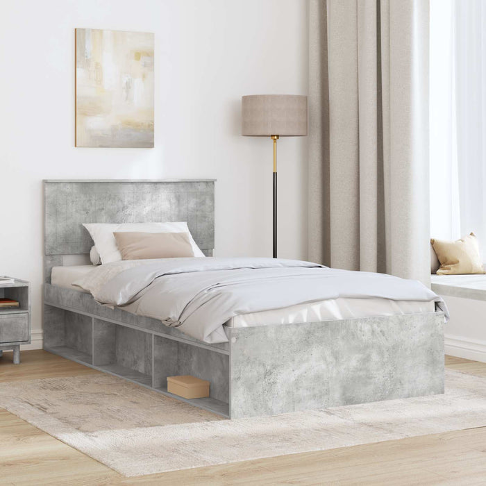 Cadru de pat Gri Concret 100 x 200 cm Lemn de pin masiv - WALTI WALTI