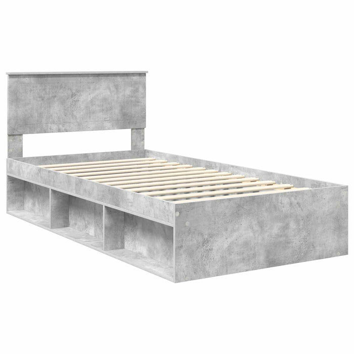 Cadru de pat Gri Concret 100 x 200 cm Lemn de pin masiv - WALTI WALTI