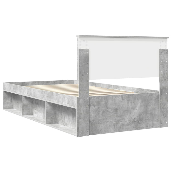 Cadru de pat Gri Concret 100 x 200 cm Lemn de pin masiv - WALTI WALTI