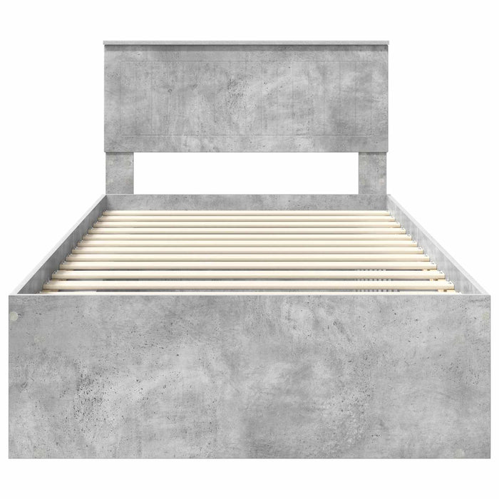 Cadru de pat Gri Concret 100 x 200 cm Lemn de pin masiv - WALTI WALTI