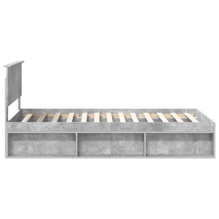 Cadru de pat Gri Concret 100 x 200 cm Lemn de pin masiv - WALTI WALTI