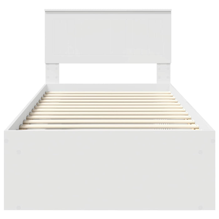 Cadru de pat cu headboard Alb 90 x 200 cm Lemn de pin masiv - WALTI WALTI