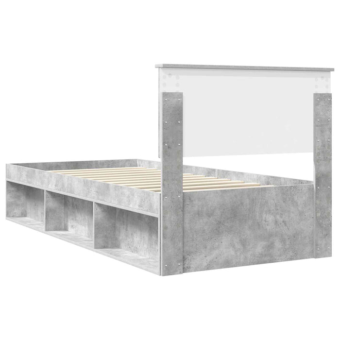 Cadru de pat cu headboard Beton 90 x 200 cm Lemn de pin masiv - WALTI WALTI