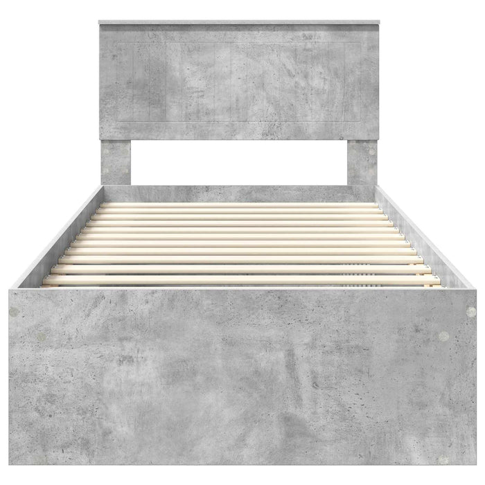 Cadru de pat cu headboard Beton 90 x 200 cm Lemn de pin masiv - WALTI WALTI
