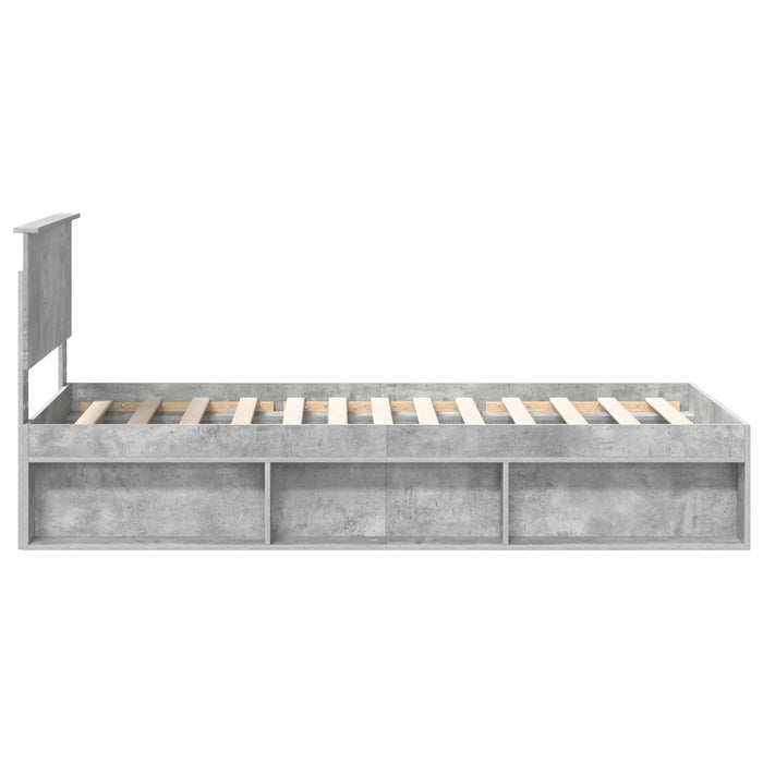 Cadru de pat cu headboard Beton 90 x 200 cm Lemn de pin masiv - WALTI WALTI