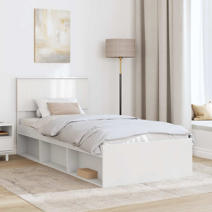 Cadru de pat cu headboard Alb 90 x 190 cm Lemn de pin masiv - WALTI WALTI