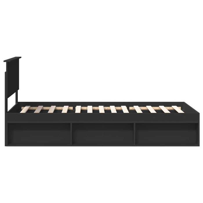 Cadru de pat cu headboard Negru 90 x 190 cm Lemn de pin masiv - WALTI WALTI