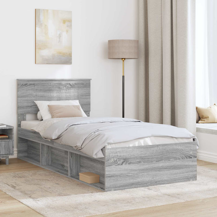 Cadru de pat Gri Sonoma 90 x 190 cm Lemn de pin masiv - WALTI WALTI