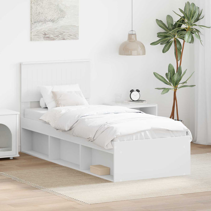 Cadru de pat cu headboard Alb 75 x 190 cm Lemn de pin masiv - WALTI WALTI