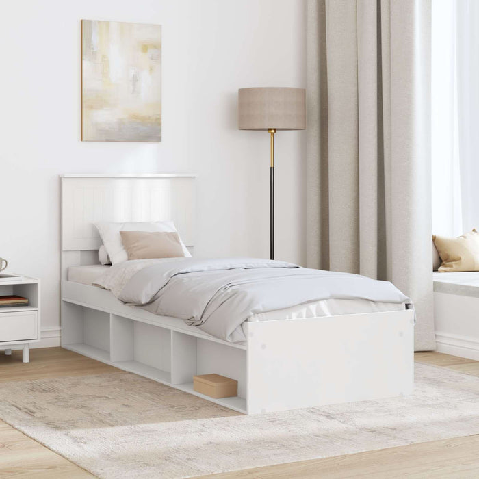 Cadru de pat cu headboard Alb 75 x 190 cm Lemn de pin masiv - WALTI WALTI