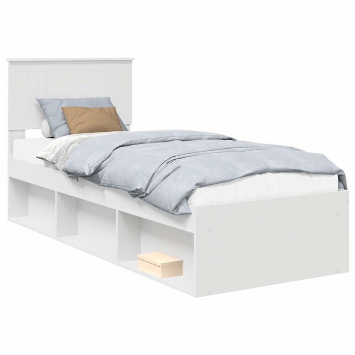 Cadru de pat cu headboard Alb 75 x 190 cm Lemn de pin masiv - WALTI WALTI