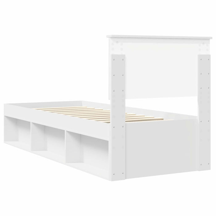 Cadru de pat cu headboard Alb 75 x 190 cm Lemn de pin masiv - WALTI WALTI