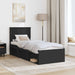 Cadru de pat cu headboard Negru 75 x 190 cm Lemn de pin masiv - WALTI WALTI