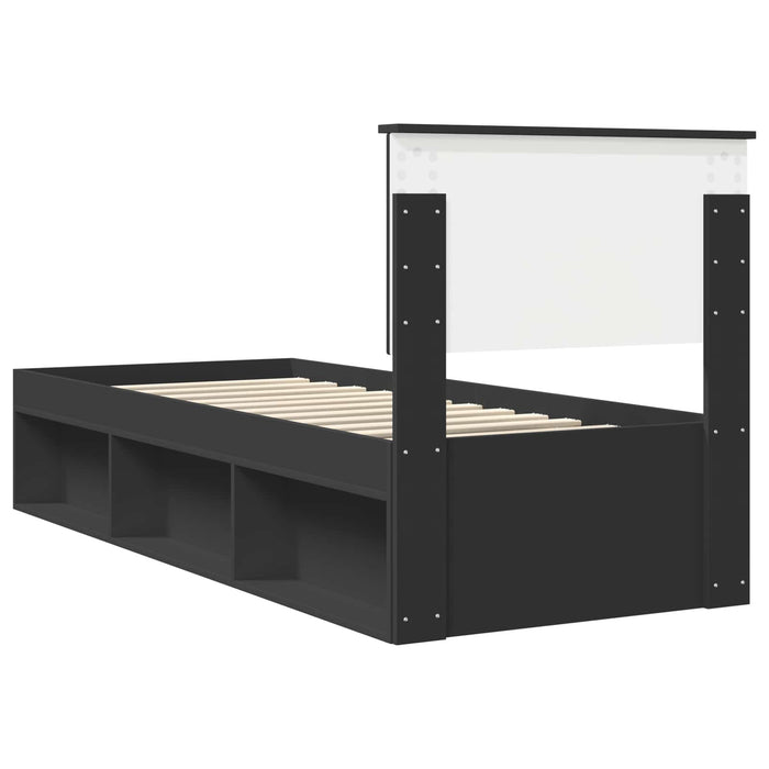 Cadru de pat cu headboard Negru 75 x 190 cm Lemn de pin masiv - WALTI WALTI