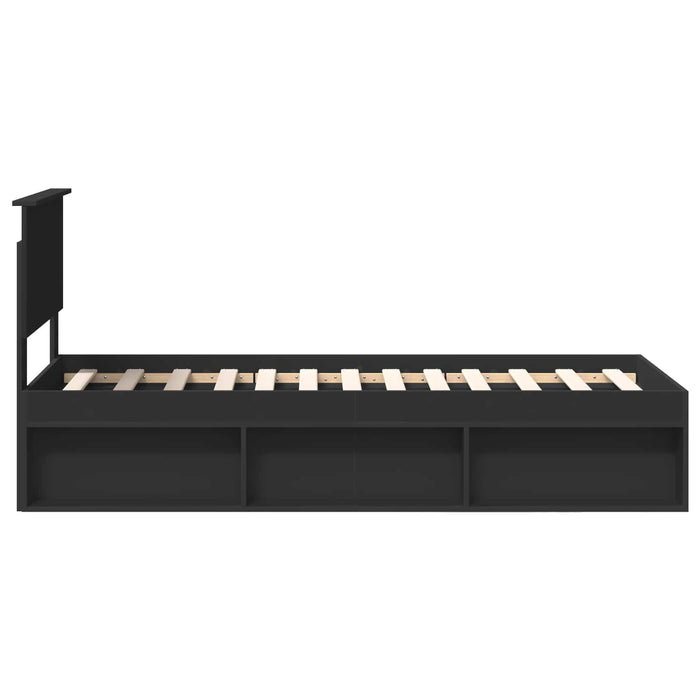 Cadru de pat cu headboard Negru 75 x 190 cm Lemn de pin masiv - WALTI WALTI