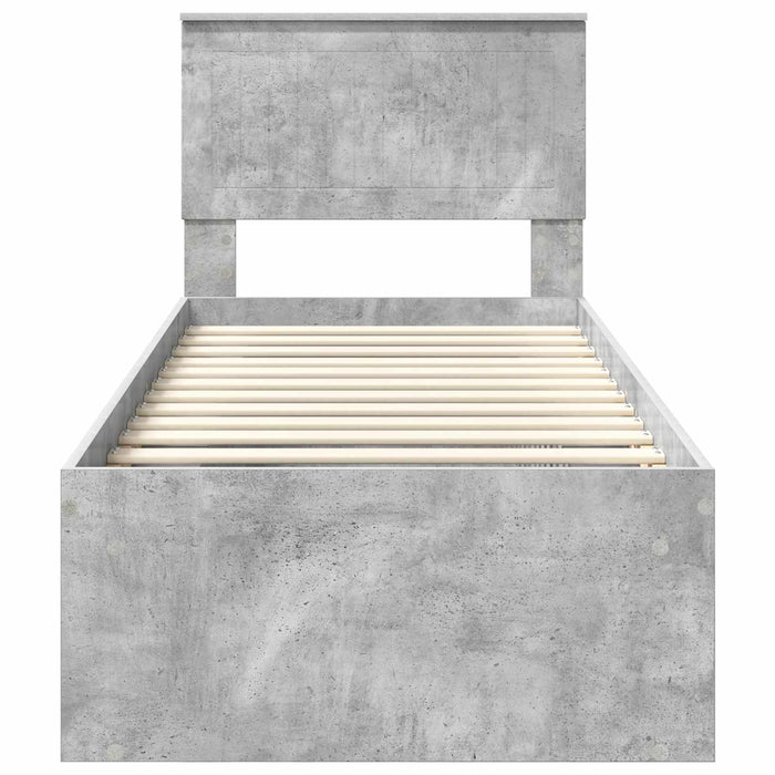 Cadru de pat Gri Concret 75 x 190 cm Lemn de pin masiv - WALTI WALTI