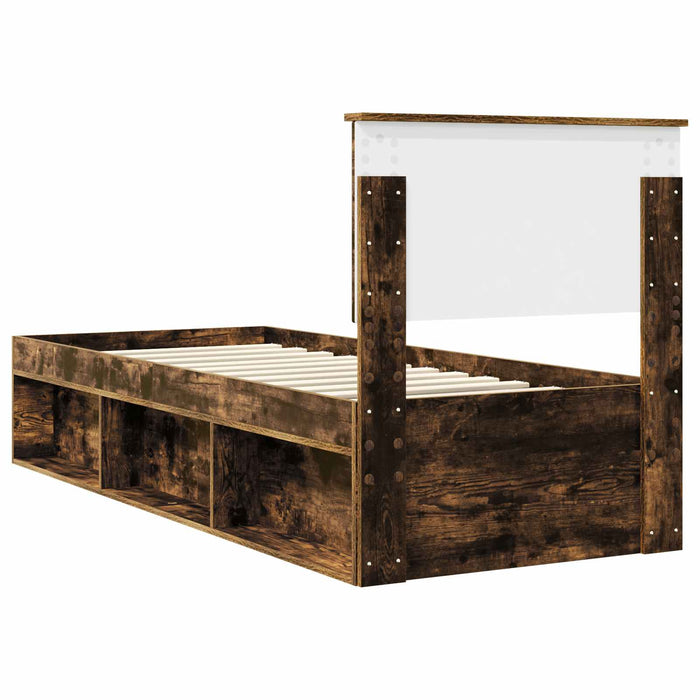 Cadru de pat Stejar fumuriu 75 x 190 cm Lemn de pin masiv - WALTI WALTI