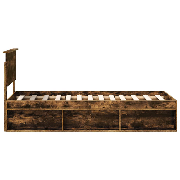 Cadru de pat Stejar fumuriu 75 x 190 cm Lemn de pin masiv - WALTI WALTI