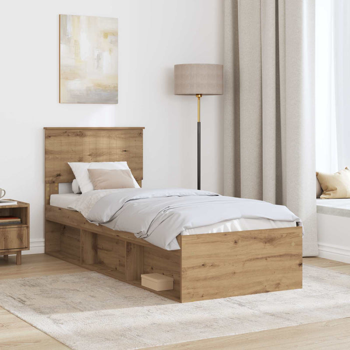 Cadru de pat Stejar artizanal 75 x 190 cm Lemn de pin masiv - WALTI WALTI