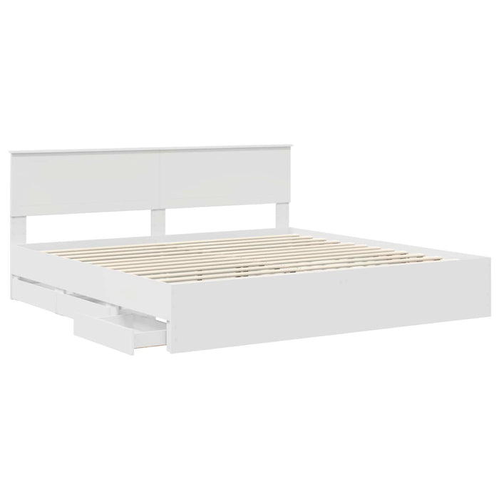 Cadru de pat cu sertar Alb 200 x 200 cm Lemn Ingineresc - WALTI WALTI