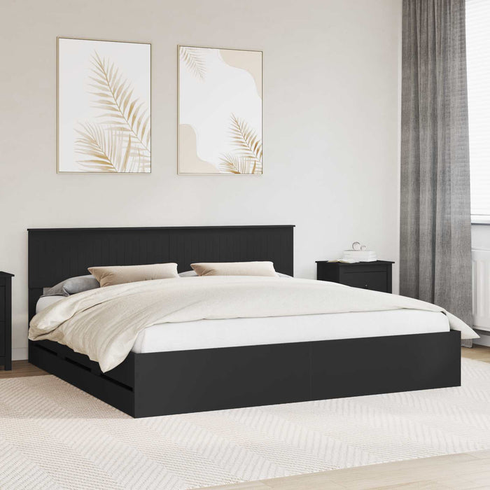 Cadru de pat cu sertar Negru 200 x 200 cm Lemn Ingineresc - WALTI WALTI