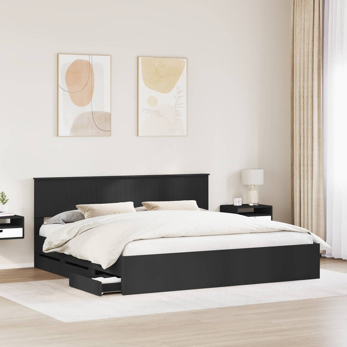 Cadru de pat cu sertar Negru 200 x 200 cm Lemn Ingineresc - WALTI WALTI