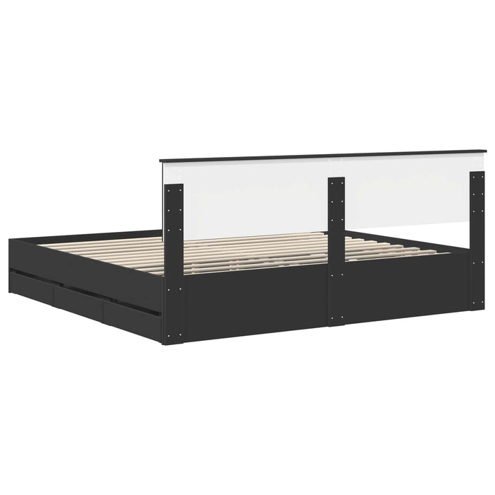 Cadru de pat cu sertar Negru 200 x 200 cm Lemn Ingineresc - WALTI WALTI