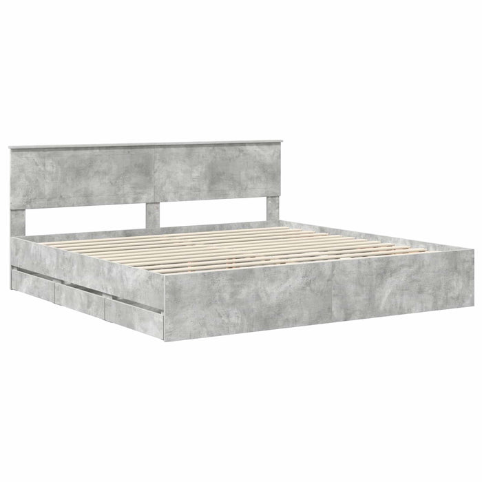 Cadru de pat Gri din beton 200 x 200 cm Lemn Ingineresc - WALTI WALTI