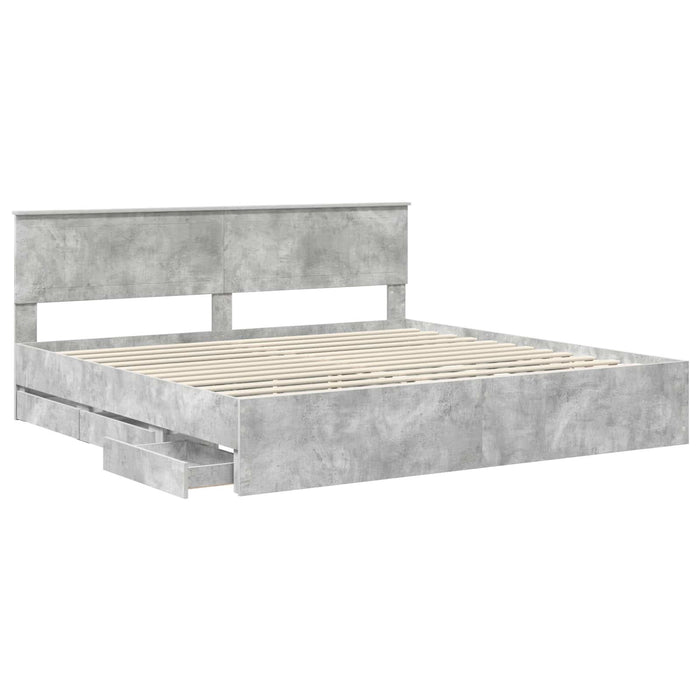Cadru de pat Gri din beton 200 x 200 cm Lemn Ingineresc - WALTI WALTI