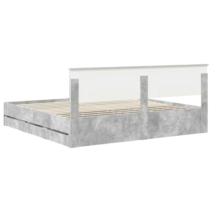 Cadru de pat Gri din beton 200 x 200 cm Lemn Ingineresc - WALTI WALTI