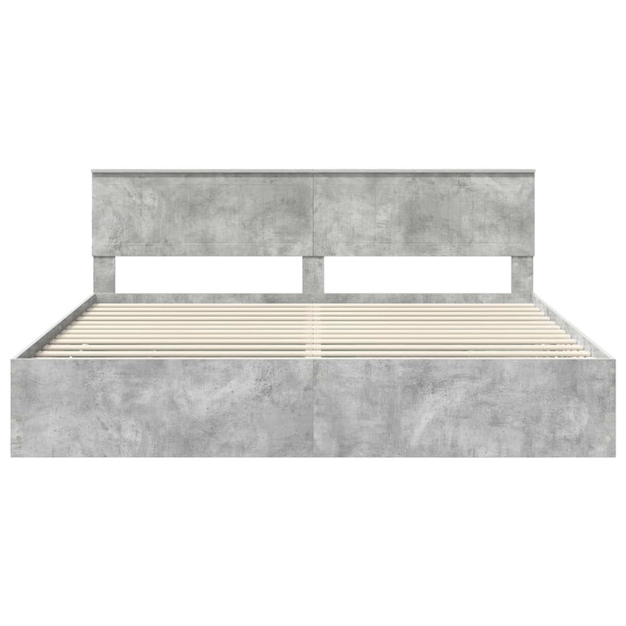 Cadru de pat Gri din beton 200 x 200 cm Lemn Ingineresc - WALTI WALTI