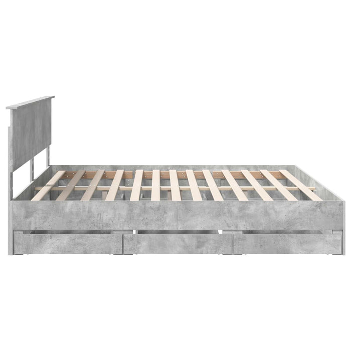 Cadru de pat Gri din beton 200 x 200 cm Lemn Ingineresc - WALTI WALTI