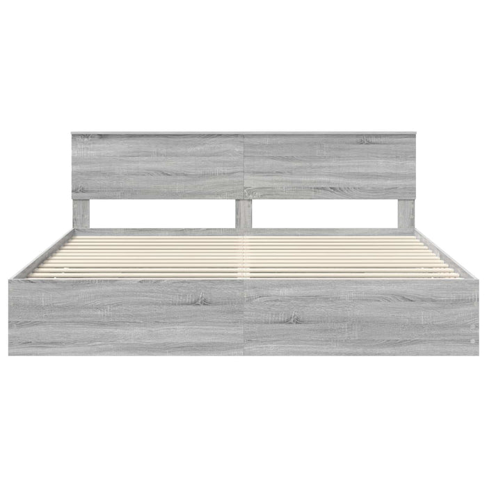 Cadru de pat cu sertar Gri Sonoma 200 x 200 cm Lemn Ingineresc - WALTI WALTI