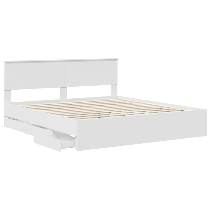 Cadru de pat cu sertar Alb 180 x 200 cm Lemn Ingineresc - WALTI WALTI