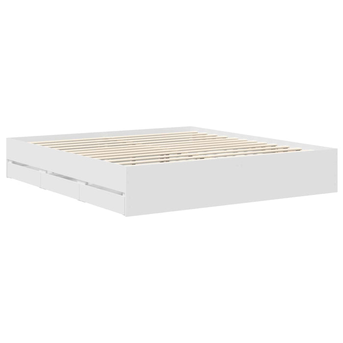 Cadru de pat cu sertar Alb 180 x 200 cm Lemn Ingineresc - WALTI WALTI