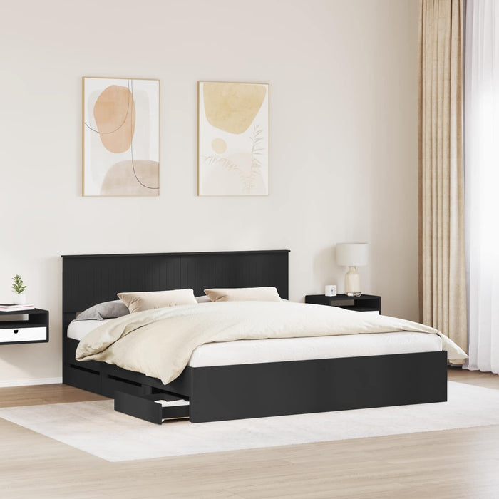 Cadru de pat cu sertar Negru 180 x 200 cm Lemn Ingineresc - WALTI WALTI