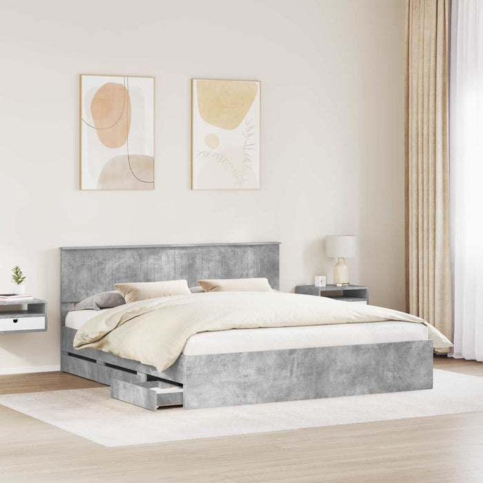 Cadru de pat Gri din beton 180 x 200 cm Lemn Ingineresc - WALTI WALTI