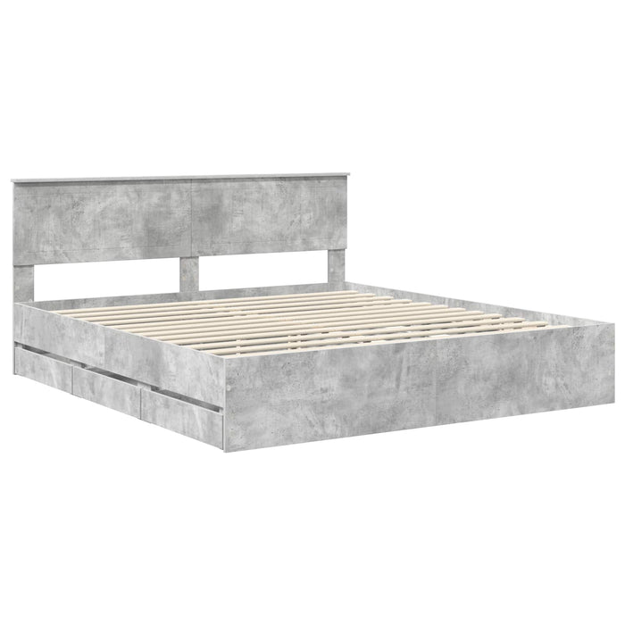 Cadru de pat Gri din beton 180 x 200 cm Lemn Ingineresc - WALTI WALTI